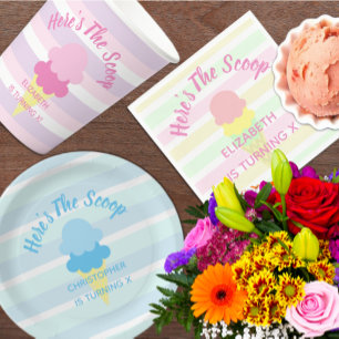 Plato De Papel Aquí está el cumpleaños del niño de verano de Scoo