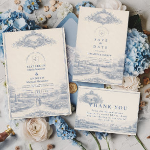 Tarjeta De Confirmación De Asistencia Boda en Blue Toile Garden Estate