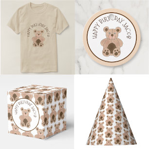 Invitación Brown Plush Teddy Bear Baby Shower Birday Party
