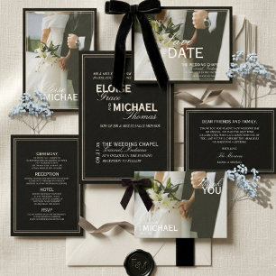 Servilleta De Papel Boda Formal Caligrafía Negra Clásica