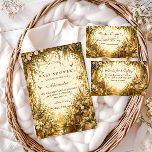 Invitación Baby Shower Botánico Boho Caprichoso