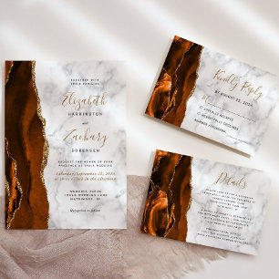 Invitación a la boda de oro del Naranja quemado Ag