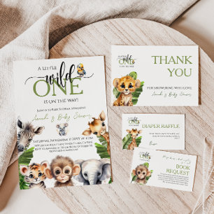 Tarjeta De Recepción Solicitud de libro de Baby Shower Wild One Safari 
