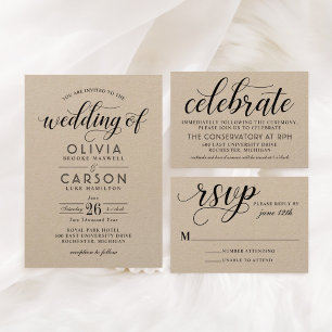 Servilleta De Papel Monograma Kraft moderno y Boda negro