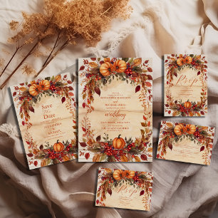Invitación Boda Rústico de Calabaza Floral Caída