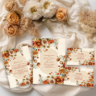 Tarjeta De Agradecimiento Foto Rust Terracotta Flowe Bridal Shower