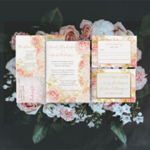 Invitación a la boda de Rosas del corazón rojo