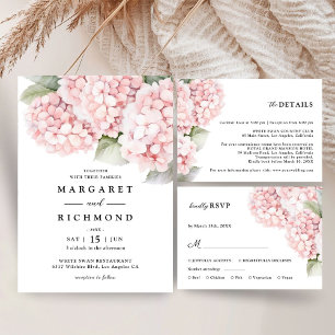 Pegatina Redonda Boda floral elegante de Rubor Pink Hydrangea
