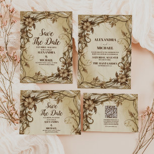 Tarjeta De Agradecimiento Foto Art Nouveau Boda botánico de oro