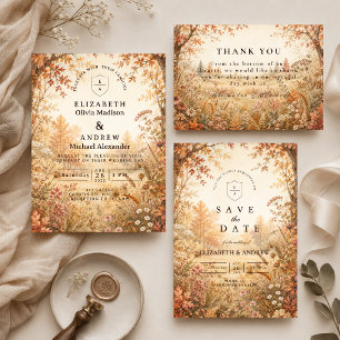Invitación Boda caprichosa de otoño en el bosque