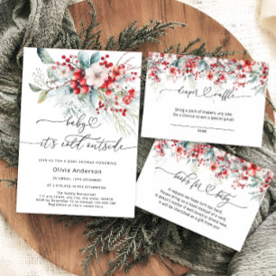 Invitación Bebé, está frío fuera del Baby Shower floral helad