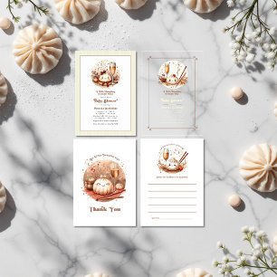 Tarjeta De Agradecimiento Bao en el pequeño y acobardante Baby Shower