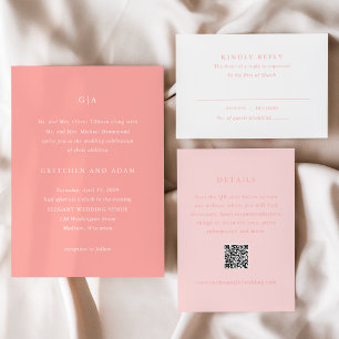 Invitación Gretchen Coral Pink Elegant Wedding