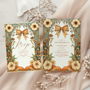 Reserva La Fecha Boda de Coquette Bow Vintage Floral Art Nouveau