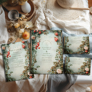Tarjeta De Confirmación De Asistencia Boda de Art Nouveau floral vintage
