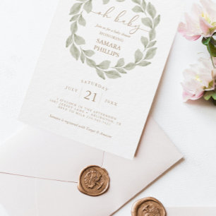 Invitación Baby Shower Neutral de Eucalyptus Leaf de Género