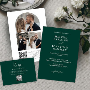 Tarjeta De Agradecimiento Boda verde esmeralda de arte fotográfico minimalis