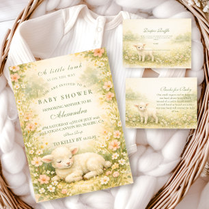 Invitación Pequeño Cordero Flor Silvestre Marco Baby Shower