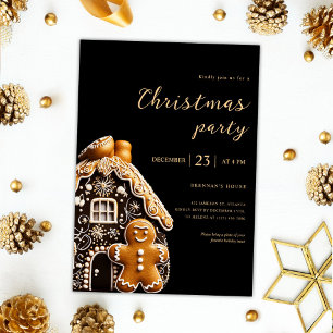 Invitación Navidades Fiesta Red Gold Gingerbread Holiday