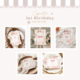 Tarjeta De Agradecimiento Bow Floral Fancy ONE Chica Primer cumpleaños