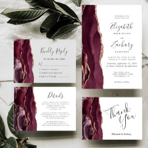 Tarjeta RSVP de Boda de Boda de Oro Rosa de Borgoñ