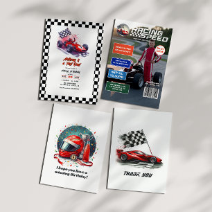 Tarjeta De Agradecimiento Cumpleaños de Race Car