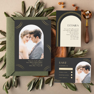 Invitación Wiss de oro Dos Bodas de Emerald Green