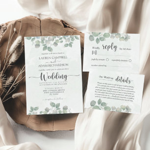 Invitación Eucalyptus acuarela Sage Green Boda