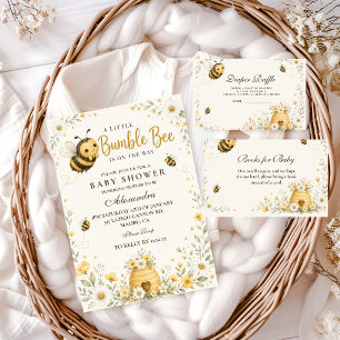 Tarjeta De Recepción Dulce Lluvia de Pañales para Baby Shower de Abejor