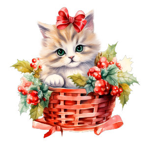 Navidades educados gatito en una tarjeta de felici