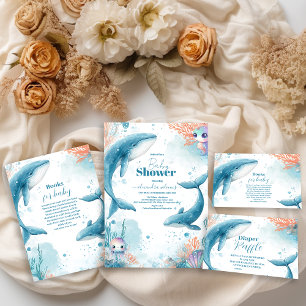 Invitación Baby Shower de ballena acuática bajo el mar