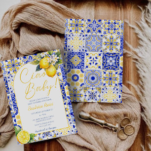 Caja Para Regalos Blue Tiles Amalfi Lemon Boda Gracias Bolsa
