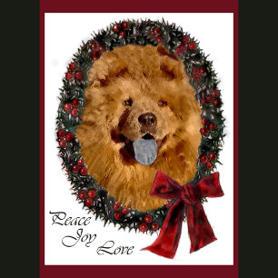 Tarjeta Festiva Regalos de Navidades Chow Chow