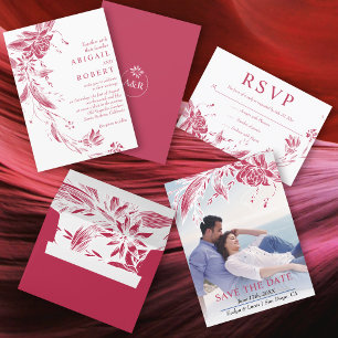 Postal Viva la magenta y las flores blancas foto Guardar 