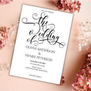 Tarjeta De Recepción Elegante guión de caligrafía boda tradicional RSVP