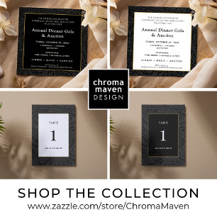 Invitación Elegante cena corporativa de oro negro