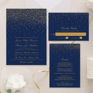 Invitación Con Relieve Metalizado Elegante Glam Confetti Boda Real