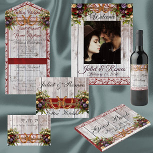 Flores, encaje y herraduras Boda de la cinta de bo