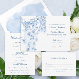 Invitación Con Relieve Metalizado Boda elegante del Southport Maine