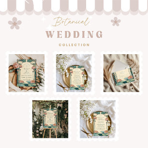 Tarjeta De Agradecimiento Boda de Art Nouveau Lotus Floral