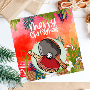 Tarjeta Navidades de Ping Pong Paddle saludan