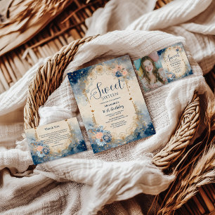 Invitación Foto Celestial Floral Art Nouveau Dulces Dieciséis