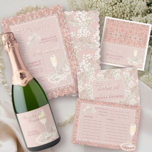 Servilleta De Papel Pearls y Prosecco Rosa Gold y Rubor Bridal Shower