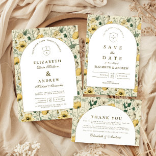Tarjeta De Agradecimiento Arco Minimalista de Flores Silvestres Elegantes pa