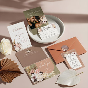 Papel De Regalo Boda floral bohemio moderno acuarela