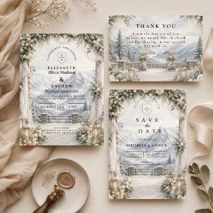 Tarjeta De Agradecimiento Boda Rústica de Montaña en Invierno