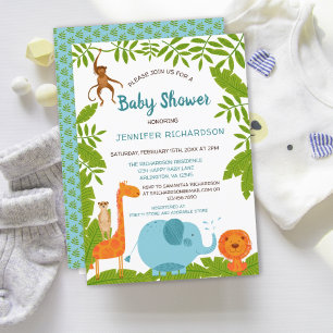 Invitación Cute Jungle Safari Baby Shower