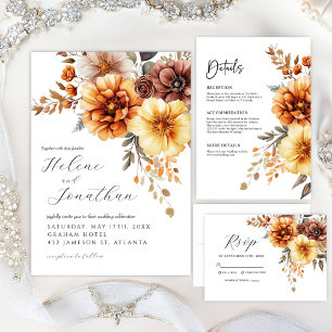 Invitación Terracota Naranja quemado Rust Boho Elegante Boda
