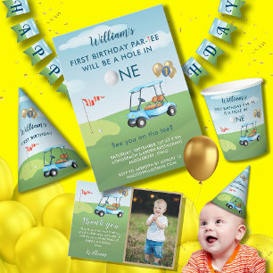 Banderines Hole In One Boy Golf Par-tee Primer Cumpleaños