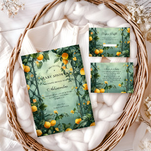 Invitación Ducha de Bebé de Menta Suave y Cítrico